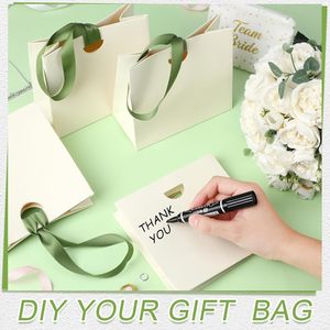 White Wedding Mini Gift <strong>Bags</strong> with Ribbon Handle Thick Texture Paper Bridal Shower Wedding Welcome <strong>Bag</strong> for Valentine's Day - Product Image 4