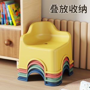 Baby Step Stool Plastic Thickened Non Slip For 1-2 Years Kids High Chair Booster Seat With <b>Backrest</b> Stackable Design - Product Image 2