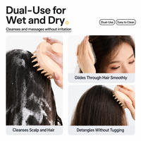 Brosse de massage du cuir chevelu 2-en-1 et peigne à cheveux double couche pour usage humide et sec, pour femmes aux ongles longs, pour le soin des cheveux