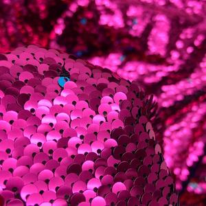 Tela de lentejuelas reversible de sirena rosa <span class=keywords><strong>azul</strong></span> bordado de malla de punto de poliéster de color de secuencia personalizada - Product Image 4