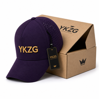 Premium waterdichte Oxford 3D puff borduurwerk logo baseballcap paarse laser gesneden geperforeerde performance 6-panel gebogen klep