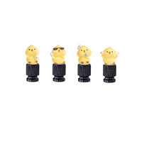 Capuchons de valve de pneu mignons en forme de poussin et de canard - Accessoires de roue colorés en alliage d'aluminium anti-poussière pour voiture, moto et vélo