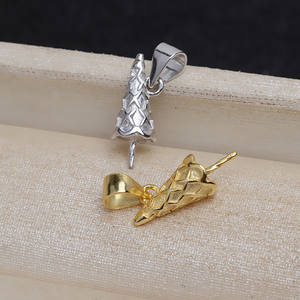 จี้เงินแท้ S925 ชุบทอง งานแฮนด์เมด สำหรับ DIY ดีไซน์ไอศกรีมสุดอินเทรนด์ พร้อมโซ่เปล่าสำหรับใส่ไข่มุก 7-10 เม็ด รุ่น 4374 - Product Image 2