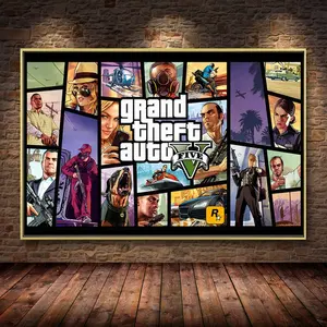 Grand Theft Auto 5 Video Game GTA5 Print Poster Living Room Mural Canvas Painting Home Decoration Teenager Bedroom Decoration