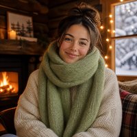 Soft Sage Green Chenille Yak-like Fancy Dyed Yarn 1/14Nm Vegan Recycled Rugged-High Warmth