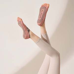 Custom Open-toe Yoga Socks with Cross-straps and Rubberized Points, Professional Anti-slip Five-finger Socks for Indoor Sports - Product Image 3