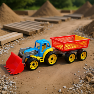 <b>Plastic</b> Bulldozer with <b>Mesh</b> Trailer 64cm Long CE Certified for Kids 2-4 Years Construction Play - Product Image 3