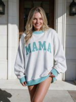 Sweater Wanita OEM Mock Neck Garment Dyed Color Block 100% Katun Fleece Oversized Pullover Jumper