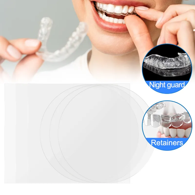 Round Square Hard Soft Clear Sheets Plastic Mouth Protectors Material Teeth Aligner Invisible Orthodontic Dental Aligned Sheets