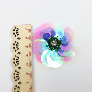 Appliques 3D en feutre cousues à la main avec fleurs en PVC, <span class=keywords><strong>strass</strong></span> en résine <span class=keywords><strong>et</strong></span> verre, perles <span class=keywords><strong>et</strong></span> sequins, 8 cm, <span class=keywords><strong>pour</strong></span> <span class=keywords><strong>vêtements</strong></span> <span class=keywords><strong>et</strong></span> chapeaux - Product Image 3