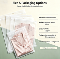 Emballage de vêtements de nuit haut de gamme, logo personnalisé, sac zippé mat compostable biodégradable en PLA PBAT, vente en gros d'usine