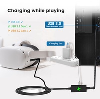 5M 16ft 5Gbps USB3.2 Gen2 USB-A vers USB type-c VR Link Cable avec Port de charge d'alimentation séparé pour Meta Quest Pro/PICO 3 4
