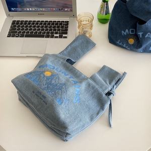 Sac à main en toile de coton pour femmes, sac de shopping en toile biologique, écriture et art simple, style japonais Hefeng, - Product Image 5