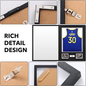 Elegante Cornice Espositiva per Maglie Sportive con Scatola Ombreggiata, Protezione UV al 98%, in Legno Massello Nero per <span class=keywords><strong>Calcio</strong></span>, Basket, Baseball e Soccer - Product Image 5