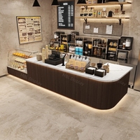 Comptoir de présentation pour boulangerie, bar à café et thé, vitrine à pâtisserie en verre, station de point de vente avec espace caisse, comptoir d'accueil en bois pour cafés