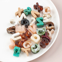 Perles en acrylique marbré à grand trou, lettres anglaises, trou droit, pour bijoux DIY, fabrication artisanale, corde à suspendre, mobile