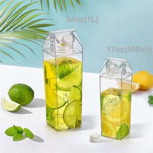 500ml Custom <b>Milk</b> Carton Design Minimalist Party Leak-Proof Dishwasher Safe Transparent Plastic Water <b>Bottle</b> - Product Image 6