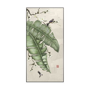 Decoración de casa de lujo moderna Interior hoja verde Mural póster cristal porcelana pared arte pinturas - Product Image 3