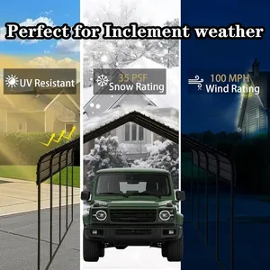 Abri de voiture en acier galvanisé robuste 10x20 pieds, protection UV toutes saisons, abri extérieur <span class=keywords><strong>pour</strong></span> deux véhicules, <span class=keywords><strong>camping</strong></span>-<span class=keywords><strong>car</strong></span>, bateau, <span class=keywords><strong>garage</strong></span> - Product Image 3
