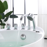 Baignoire de massage autoportante ovale moderne en acrylique blanc avec jets et robinet pour salle de bain