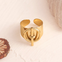 Nouvelle conception de bague large et épaisse - Plaqué or 18 carats, acier inoxydable, fermoir OT, bijoux imperméables