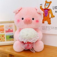 Grosir buket bunga hewan boneka Dekorasi babi mainan mewah untuk anak perempuan hadiah Hari Valentine