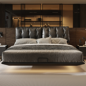 <span class=keywords><strong>Lit</strong></span> en cuir <span class=keywords><strong>suspendu</strong></span> minimaliste italien <span class=keywords><strong>Lit</strong></span> double de luxe haut de gamme pour chambre principale Mariage - Product Image 2