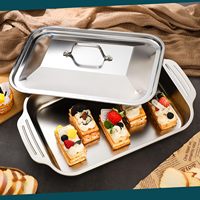 Plaque de cuisson rectangulaire en acier inoxydable avec couvercle, plat à poisson grillé domestique, ustensile de cuisine