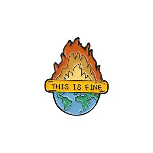 Funny Cartoon Angry Dog Enamel Badge THIS IS FINE Pins - Product Image 6