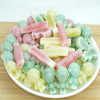 Bonbons en Cire Liquide en Forme de Fruits, en Gros, pour Enfants, en Bouteille, Sucrés et Boissons, Forme Dessin Animé, Halal, en Vrac