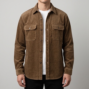 <span class=keywords><strong>Camicia</strong></span> Executive in Corduroy Pesante 300G per <span class=keywords><strong>Uomo</strong></span>, 100% Cotone, Stile Vintage Casual con Doppia Tasca sul Petto, Abbigliamento da Lavoro - Product Image 1