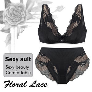 Fabricant ODM OEM sur mesure, broderie délicate, dentelle noire, ensemble de soutien-gorge et culotte sexy transparent pour femmes - Product Image 6