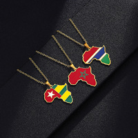 BINSHUO collier en émail coloré cartes africaines en acier inoxydable, bijoux plaqué or 18k, pendentif clavicule de pays africain