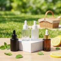 Flacon compte-gouttes en verre transparent dépoli de 100 ml à épaule plate pour huile visage et soins de la peau, emballage liquide pour huiles essentielles