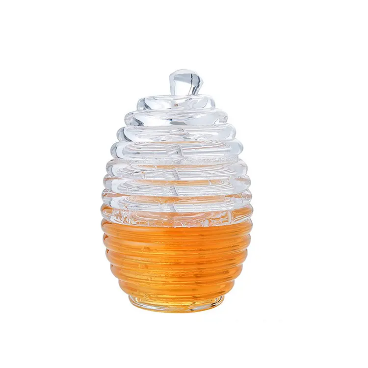Pot à miel en verre de style artistique bon marché avec couvercle en verre stockage hermétique des aliments pour le miel