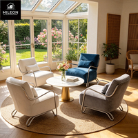 Fauteuil moderne de luxe avec structure métallique, coussin haute densité, revêtement en tissu, chaise individuelle pour l'intérieur et l'extérieur, idéal pour la détente