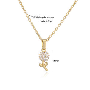 फ्रेंच विंटेज कॉपर-सेट ज़िरकोनिया सूरजमुखी पेलेंट हार - Product Image 3