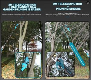 電動ガーデニングツールセット3 in 1高剪定せん断コードレス剪定せん断チェーンソー伸縮ポール付き - Product Image 6