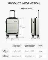 Bagages approuvés par la compagnie aérienne avec compartiment pour ordinateur portable, étui rigide pour PC avec port USB, valise de voyage à roulettes, léger (