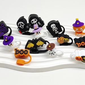 Accesorios personalizados al por mayor de silicona 10mm 2d tapa de paja Toppers de paja de Halloween para Stanley Cup - Product Image 4