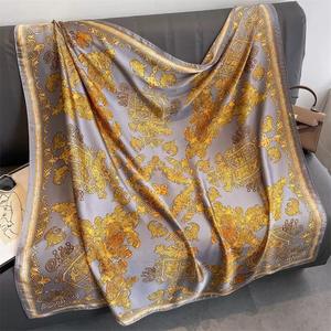 Écharpe en polyester de luxe de haute qualité, grande taille 110 cm, imprimée, <span class=keywords><strong>foulard</strong></span> <span class=keywords><strong>carré</strong></span> en soie, hijab, écharpes et châles tendance - Product Image 5