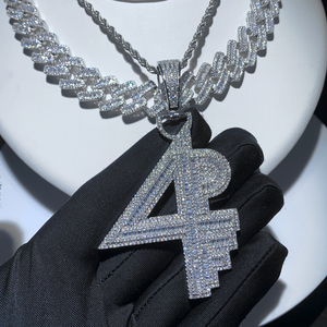 จี้4PF CZ ทรงสี่เหลี่ยม5A ไมโครเป็นประกายระยิบระยับหรูหราพร้อมสร้อยเชือกเครื่องประดับฮิปฮอปสำหรับเด็กผู้ชาย - Product Image 3
