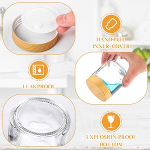 4 oz rỗng nhỏ thủy tinh mỹ phẩm container với nắp bên trong lót thủy tinh mỹ phẩm lọ chai thủy tinh với nhựa woodgrain có nắp đậy - Product Image 3