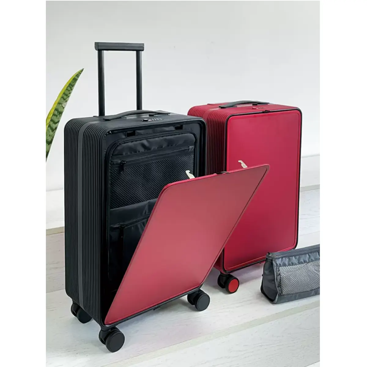 Boarding Case with Silent Wheels Travel Suitcase Aluminum Luggage Metal Carry on Outdoor for Man Spinner Unisex Aluminum Frame