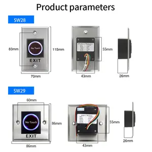 Interrupteur de déverrouillage de porte sans contact, bouton de sortie, contrôle d'accès, télécommande 433MHz, pas d'interrupteur tactile pour serrure électronique, 12V, 24V