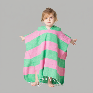 Toalla turca Pestemal con capucha, Poncho de playa y piscina para todos los tamaños, Castillo de algodón, toalla de surfista verde, cambio de ropa para niños adultos - Product Image 1