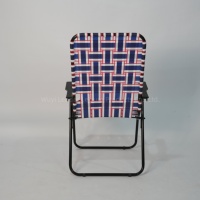 Chaise longue de plage d'été en métal et acier léger avec logo personnalisé avec accoudoirs rigides pour adultes à l'extérieur chaise attachée au ruban
