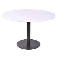 Table à manger ronde en céramique de 4-6 places assises avec base en métal pour le café, le restaurant et la salle à manger.