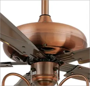 การปรับแต่งพัดลมเพดานเหล็กคลาสสิก 5 ใบมีดพร้อมรีโมทคอนโทรลพัดลมเพดานทองเหลืองโบราณ 3 หลอดไฟ - Product Image 3