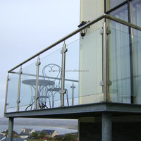 YL Garde-corps de balcon moderne en verre transparent avec balustrade en acier inoxydable finition satinée/miroir et pince de fixation en verre pour une sécurité facile